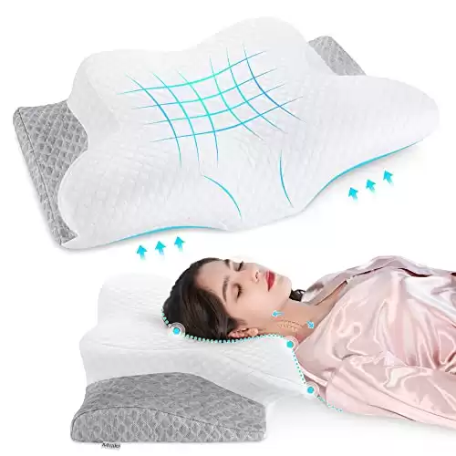 Misiki Cervical Memory Foam Pillow, Orthopedic Pillow Contour Pillow for Neck Pain, Cervical Ergonomic Pillow for Side Sleepers, Back and Stomach Sleep