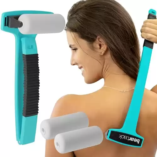 bearback Lotion Applicator for Back & Body. Premium Long Handle Folding Applicator - Sunscreen|Self-Tanner|Body Lotion|Medication. 2 Rollers Included. US Small Business (Teal)