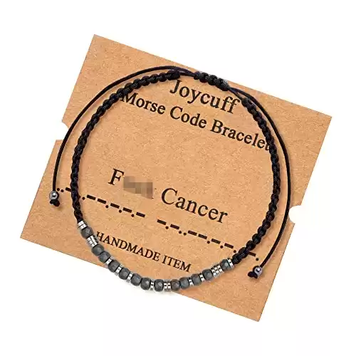 JoycuFF Cancer Survivor Gifts for Women Encouragement Morse Code Bracelets for Men Teen Girls Best Friend Breast Cancer Motivational Empowerment Handmade Woven Jewelry
