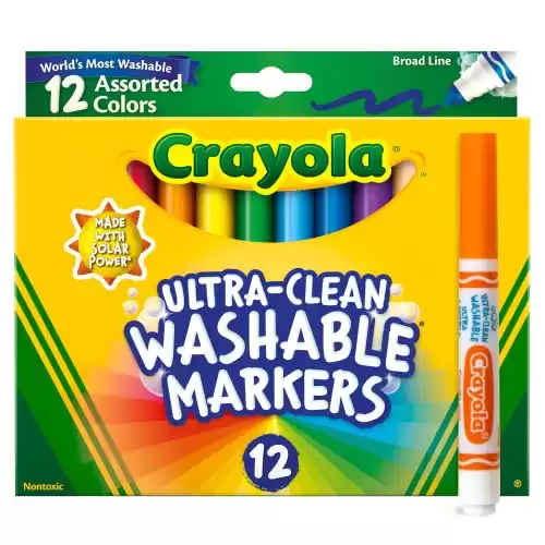 Crayola Broad Line Markers (12ct), Washable Markers for Kids, Arts & Crafts Supplies, Coloring Markers, Toddler Stocking Stuffers, 3+